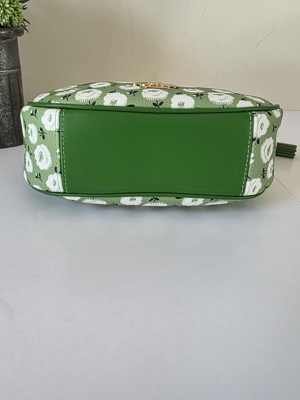 Coach Mini Carmen Kelly Green Floral Coated Canvas Crossbody + Charm New - Picture 10 of 16